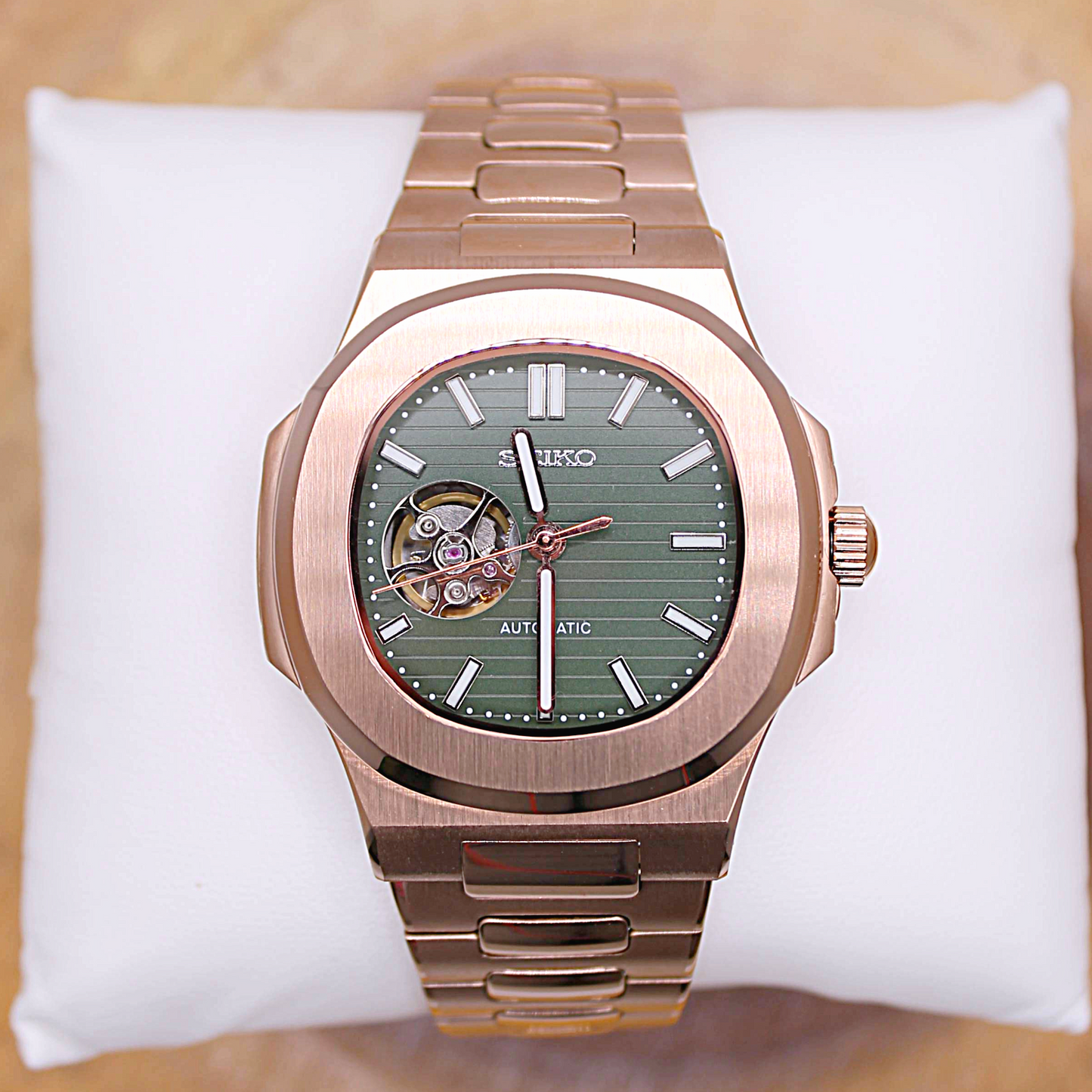 NAUTIKO - ROSE GOLD GREEN OPEN HEART