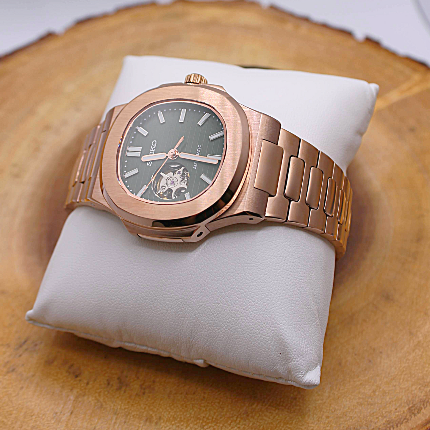 NAUTIKO - ROSE GOLD GREEN OPEN HEART