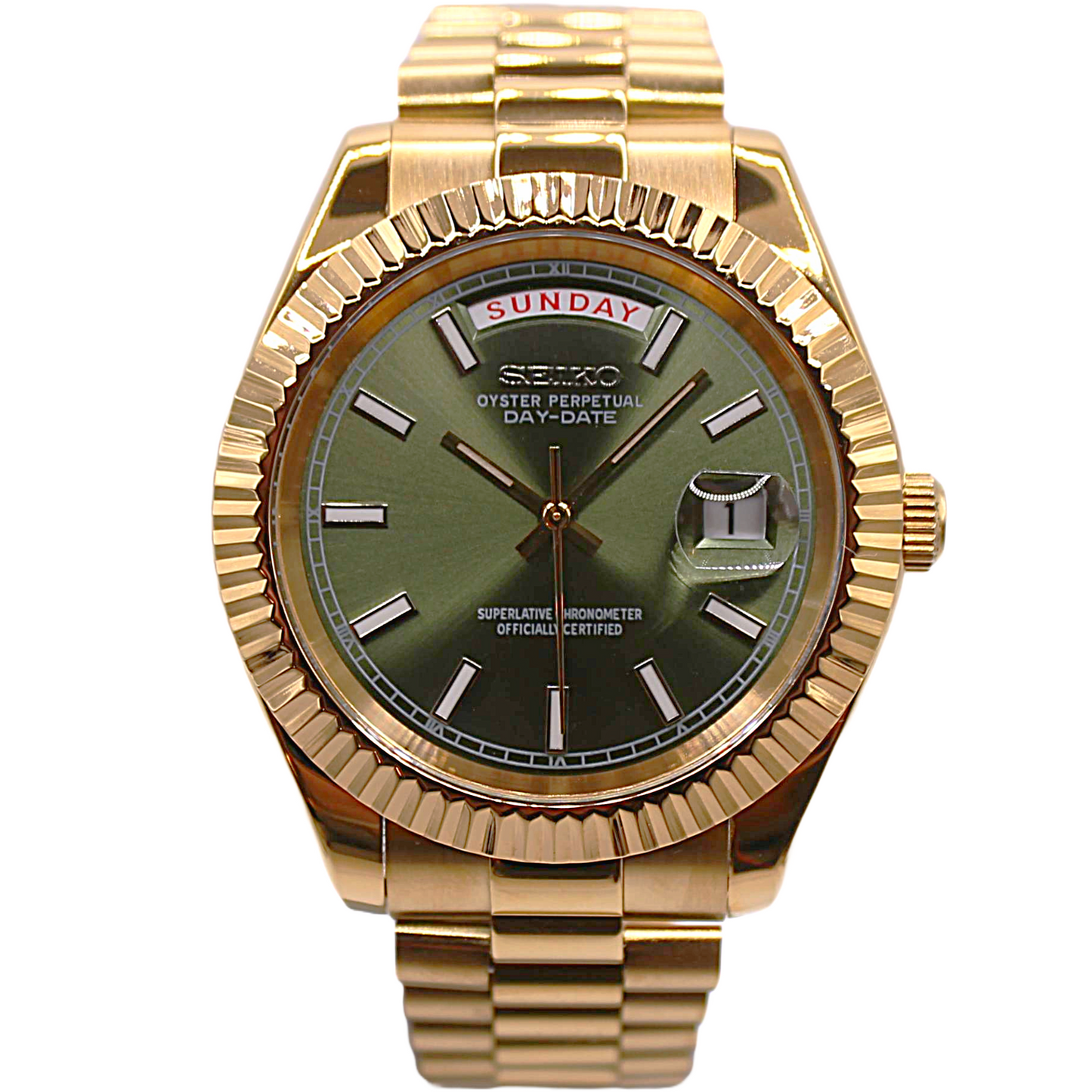 SEIKOJUST DAY-DATE - GOLD - GREEN DIAL