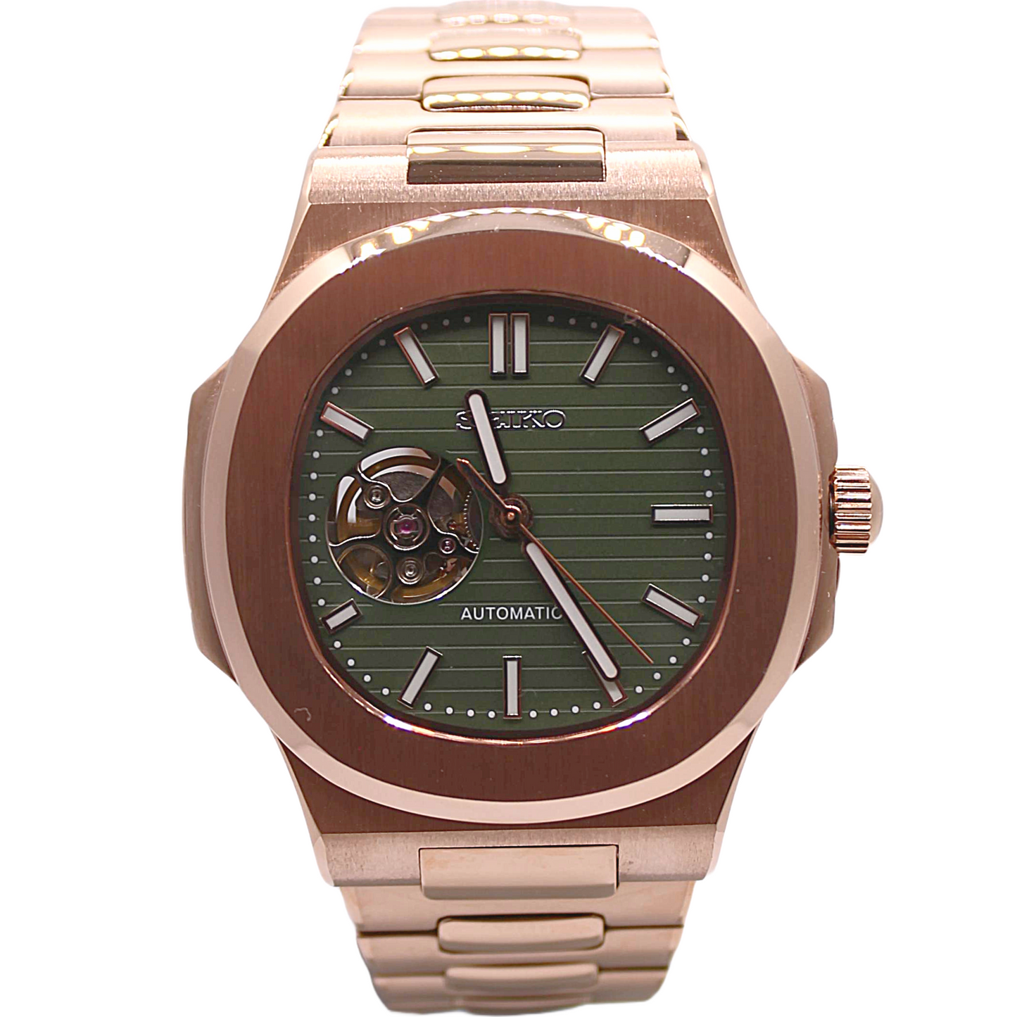 NAUTIKO - ROSE GOLD GREEN OPEN HEART