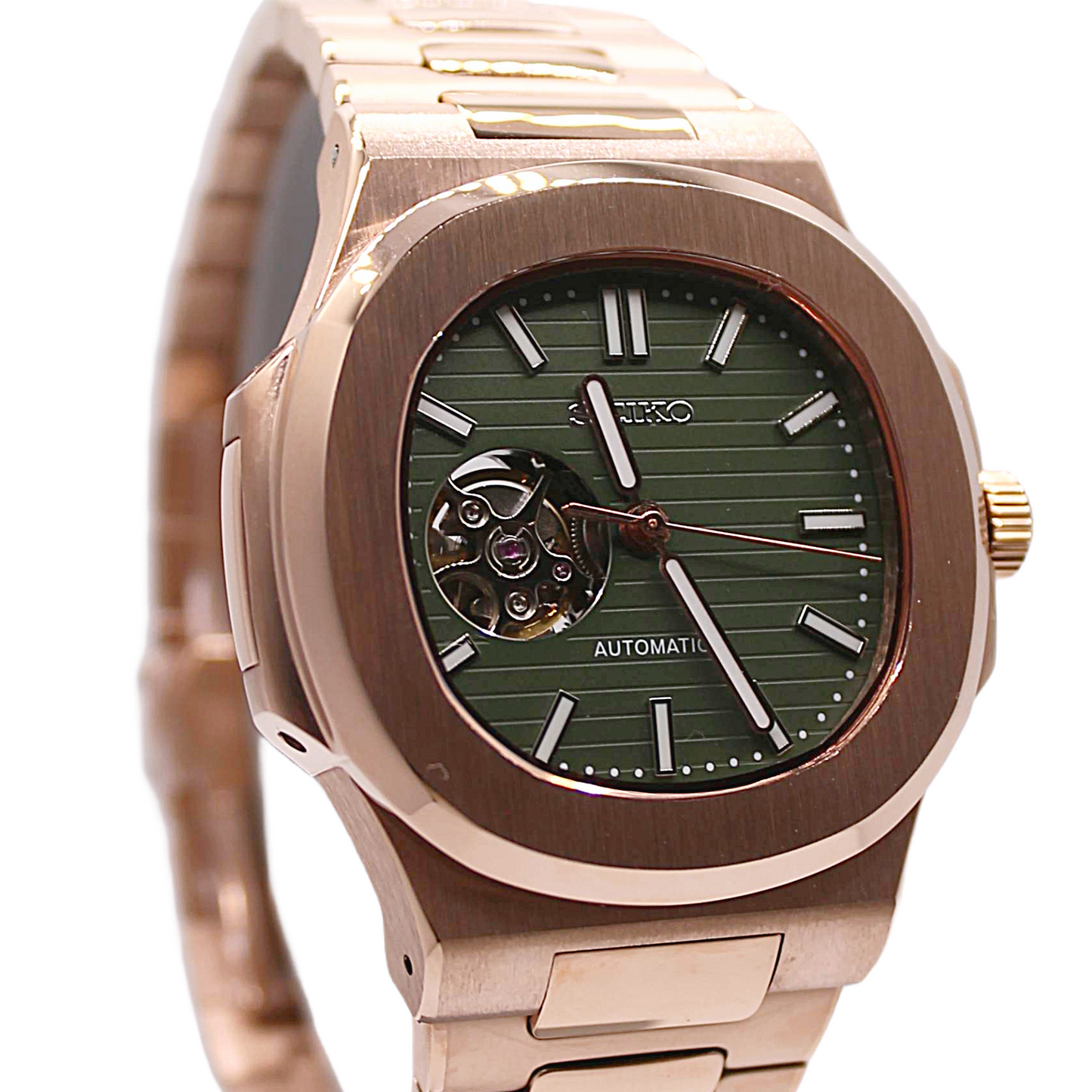 NAUTIKO - ROSE GOLD GREEN OPEN HEART