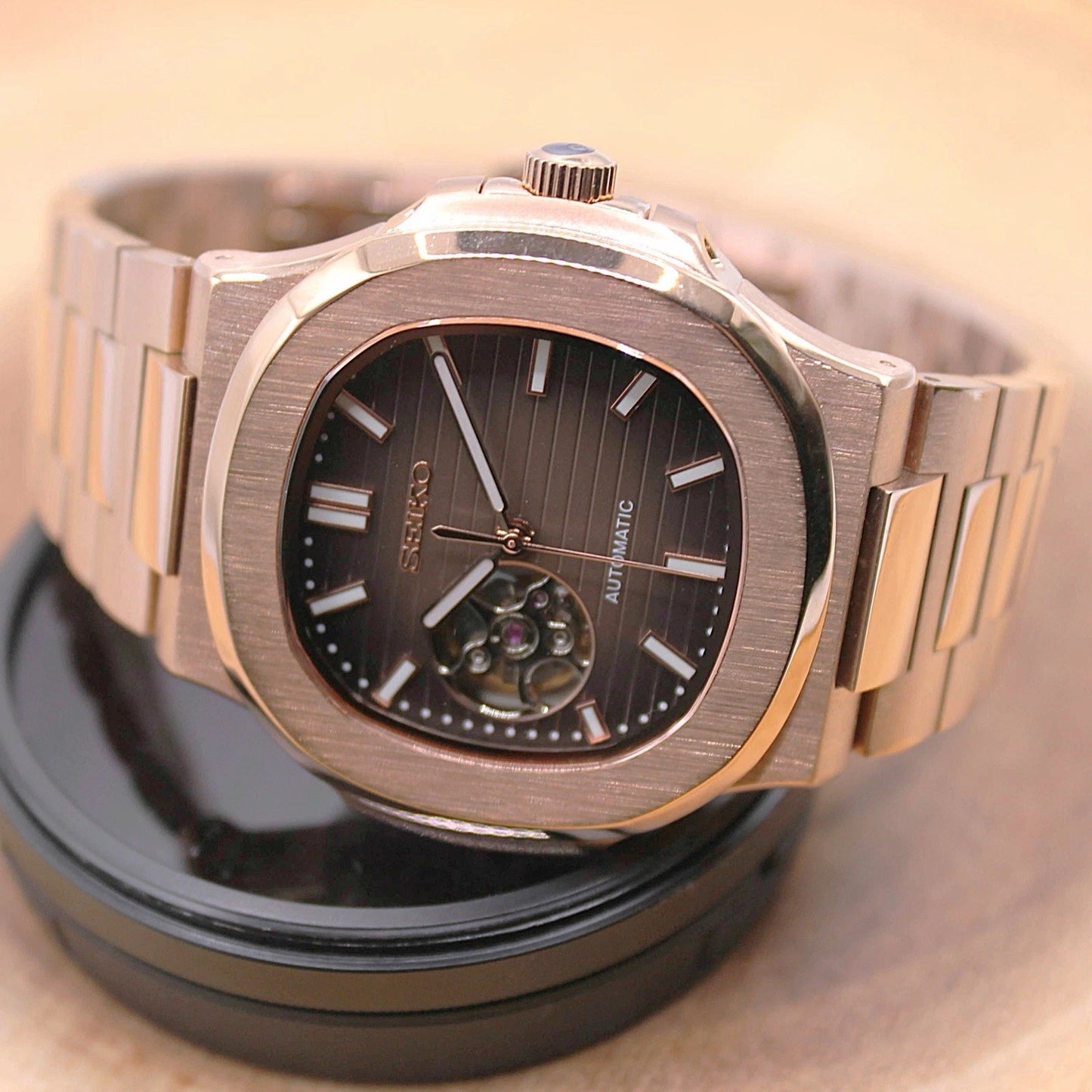 NAUTIKO - ROSE GOLD CHOCOLATE OPEN HEART