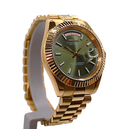 SEIKOJUST DAY-DATE - GOLD - GREEN DIAL