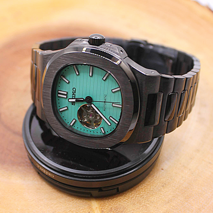 NAUTIKO - BLACK TIFFANY OPEN HEART